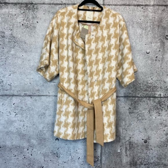 Anthropologie Houndstooth Wrap Coat - Picture 2 of 6